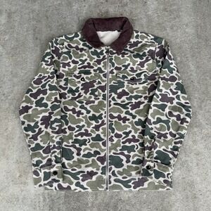 Y2K Duck Camo Zip Up Canvas Jacket Outdoors Corduroy Carhartt Style XS